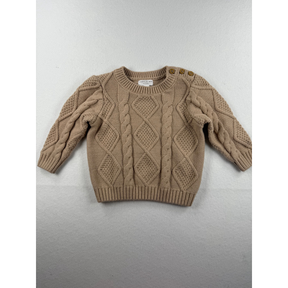 Grayson Mini Baby 12m Tan Cable Knit Sweater 60% Cotton 40% Acrylic